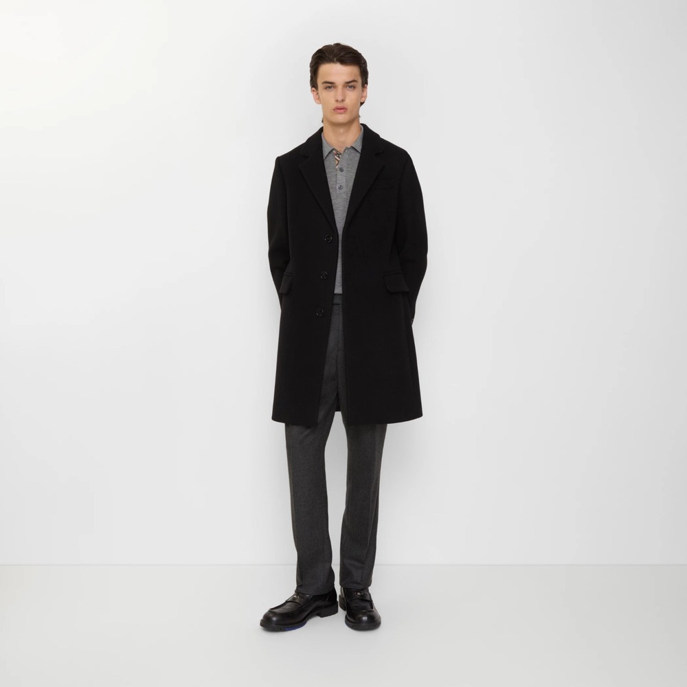 Burberry London Black Wool Cashmere Overcoat‎ Mens Size 52 / L Long Coat